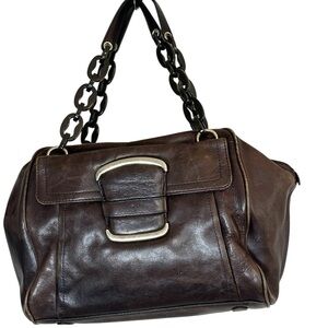 Large Boho Vintage Banana Republic Brown Leather Hobo Shoulder Bag Purse